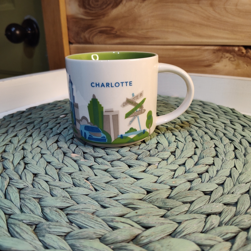 Starbucks Charlotte Mug with Green and Blue Design